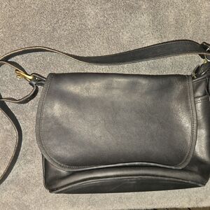 Vintage Coach 4150 Fletcher Saddle Bucket Crossbody Bag Flap Black